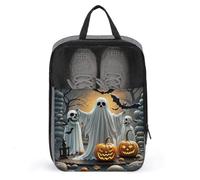 Pumpkin Lantern Ghost Shoe Bag Travel Shoe Organizer with Zipper Golf Shoe Dust Bags for Man And Women Shoes Storage Pouch for Travel Waterproof Shoes Tote Sneaker Bags
