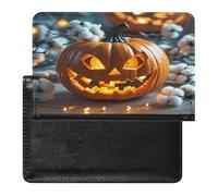 Pumpkin Lantern Passport Holder Passport Cover Protector Essentials with Credit Card Slots for Women Men