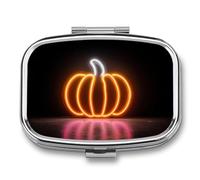 Pumpkin Light Shape Orange Gradient Pill Box 2 Compartment Portable Medicine Pill Case Travel Pill Organizer for Pocket Purse