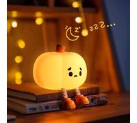 Pumpkin Lights, Cute LED Silicone Squishy Lamp, USB Rechargeable & 3-Level Dimmable, Portable Bedside Touch Night Lamp with Timer, Gift for Girls, Boys, and Teens