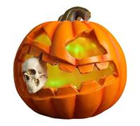 Pumpkin Lights, Skeleton Pumpkin LED Lamp, Halloween Sculpture Decor, Spooky Ornament for Holiday Party, Indoor Desk, Living Room Home Display, Enhanced Seasonal Ambiance