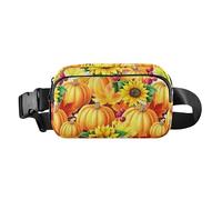 Pumpkin Maple Berries Yellow Fanny Pack for Women Men Crossbody Belt Bag Fashion Waist Packs Purse with Adjustable Strap Travel Chest Bag for Outdoors Workout Travel