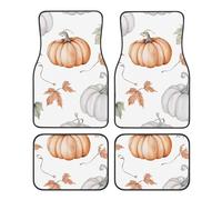 Pumpkin Maple Leaf Car Mats 4 Pieces Harvest Autumn Universal Floor Car Mats Non-Slip Vehicle Carpet for SUV Van Truck Sedan