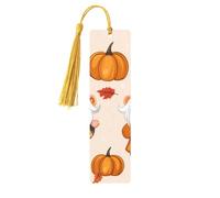 Pumpkin Maple Leaf Old Man Double-Sided Printed Wooden Bookmarks 5pcs, Women Presents for Book Lovers Cool Notebook Accessories Birthday Presents for Men(5 Piece Set)