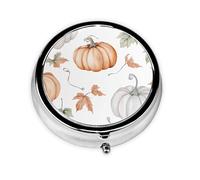 Pumpkin Maple Leaf Small Pill Box 3 Compartment Portable Pill Box for Purse Pocket Harvest Autumn Mini Medicine Organiser for Daily Vitamin Fish Oil Storage