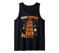 Pumpkin Merry Creepmas Funny Halloween Christmas Tank Top