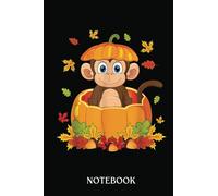 Pumpkin Monkey Cute Kawaii Animal Halloween Thanksgiving: Vintage Halloween Themed Notebook For Kids And Adults. Witch, Frogs & Bats Familiars, Dot Grid, 120 Pages