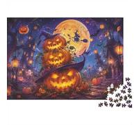 Pumpkin Moon Witch Jigsaw Puzzle, 1000 Pcs For Adults | 52x38cm Puzzle Fans, Birthday Gift, Cardboard, Mood Calming, Tight Puzzle Fit