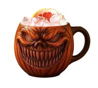 Pumpkin Mug, Halloween Evil Pumpkin Coffee Mug, Scary Beverage Containers Party Supplies for Hot Cold Drinks Beer Tea Water Milk Cocktails Daily Home Desk Dining Room