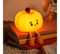 Pumpkin Night Light, Cute LED Lamp, Silicone Dimmable Nursery Nightlight for Kids, Silicone Rechargeable Bedside Touch Lamp, Funny Office Desk and Halloween Decor for Woman and Kids(Sad)