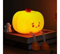 Pumpkin Night Light for Kids Halloween Decorations 30Min Timer Control, Silicone Touch Bedroom Baby Night Lamp, Rechargeable Portable Bedside Lamp for Breastfeeding Toddler Nursery Baby Gifts
