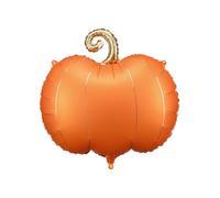 Pumpkin Orange Foil Balloon with Golden Stem - Approx. 62 x 59 cm Inflated for Air & Helium, Reusable, Includes Straw, Halloween Decoration Balloon, Autumn Party Decoration, Pumpkin Balloon