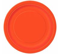 Unique Party Paper Dessert Plates Pumpkin Orange Solid Round – 17 cm, 8 Count