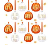Pumpkin Ornaments for Tree, 12 Pieces Thanksgiving Decoration Pumpkin Pendant, Farmhouse Fall Ornament, Holiday Atmosphere Props Outdoor Yard Patio Windowsills Entryway, Autumn Harvest Home Decor