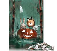 Pumpkin Parade - Whimsical Halloween Critters Puzzles 500 Pieces Wooden Puzzles Puzzles for Adults Teenagers Teenager Man Woman Gift 500pcs (52x38cm)