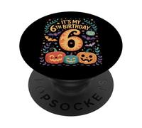 Pumpkin Party It's My 6th Birthday Halloween Fun PopSockets Adhesive PopGrip