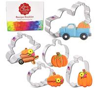 Pumpkin Patch Cookie Cutters 5-Pc. Set Made in The USA by Ann Clark, Truck with Pumpkin, Pumpkin in a Wheelbarrow, Jack-o-Lantern Pumpkin, Tall Pumpkin, Pumpkin Gourd