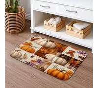 Pumpkin Patch Quick Dry Bath Mat, Rustic Autumn Leaves Absorbent Non Slip Shower Mat, Cozy Flannel Washable Bath Rugs for Bathroom Toilet Restroom Decorative 16x24 Inch