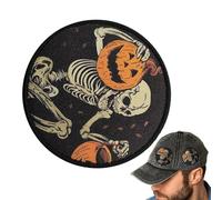 Pumpkin Patches, Halloween Embroidery Patch, 3.15 Inches Size Compact Polyester Design, Seasonal Craft Accent for Pants Hats, Jackets, Backpacks Party Outfits, Orange