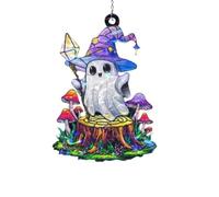 Pumpkin Pattern Colored Perspex - Garden Hanging Ornaments Halloween Autumn Christmas Home Stained Organic Glass Window for Room Raccoon Ornament (White1, 10x10cm)