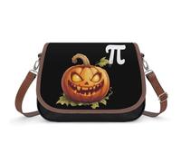 Pumpkin Pi Funny Math Crossbody Bags PU Leather Shoulder Bag Handbag Messenger Bag with Shoulder Strap