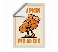 Pumpkin Pie Character Retro Unframed Wall Art Print A2 (59.4×42cm), Wall Decor for Living Room, Bedroom, Office & Home, Art Gift