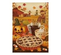 Pumpkin Pie Coffee 1000pcs For Adults Mini Puzzle Birthday Gift | 70x50cm Cardboard Living Room Decor Durable Structure Birthday Gift Stress Relief