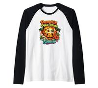 Pumpkin Piña Colada Summerween Halloween Tropical Beach Raglan Baseball Tee