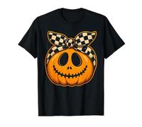 Pumpkin Plaid Bow Cute Spooky Halloween Face Grandma Value Graphic T-Shirt, Men, Black, S