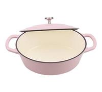Pumpkin Pot Enameled Cast， Dutch Oven with Lid 28cm Oval Cast Iron Stew Pot Multi-Functional Enamel Casserole Dish Non-Stick Fryin Roasting Pinkte (Color : Pink)