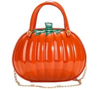 Pumpkin Purse, PU Halloween Crossbody Handbag with Metal Chain, Orange
