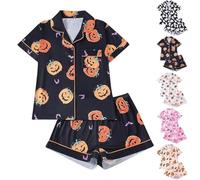 Pumpkin Pyjamas Women Autumn Pyjamas Pumpkin Funny Halloween Sleepwear Ghost Printed Loungewear Comfy Everydaw Wear Sets Summer Short Nightwear Comfy Pjs Sets For Ladies Cute Gothic Outfits