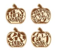 Pumpkin Quote Coasters - Cute Funny Autumnal Coaster Set, Fall Decor, Vintage Halloween Home Accessories, Pumpkin Themed Autumn Gift