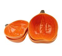 Pumpkin Ramekins Small Ceramic Pumpkins Bowls for Baking 6 Oz Oven Safe Mini Pumpkin Dish for Serving Dip and Sauce, 4pcs