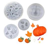 Pumpkin Resin Mold Set 4Pcs Halloween Resin Silicone Molds Various Sizes 3D Pumpkin Epoxy Mold Thanksgiving Maple Leaf Silicone Mold for Fall Harvest Halloween DIY Home Party Decor Crafts Making (B)