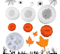 Pumpkin Resin Mold Set 4Pcs Halloween Resin Silicone Molds Various Sizes 3D Pumpkin Epoxy Mold Thanksgiving Maple Leaf Silicone Mold for Fall Harvest Halloween DIY Home Party Decor Crafts Making