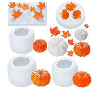 Pumpkin Resin Mold Set,5pcs Halloween Resin Silicone Molds Various Sizes 3D Pumpkin Epoxy Mold Thanksgiving Maple Leaf Silicone Mold for Fall Harvest Halloween Home Party Decor DIY Crafts Making