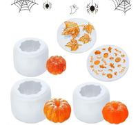 Pumpkin Resin Mold Set Chocolate Candy Baking Mould-5pcs Halloween Resin Various Sizes 3D Pumpkin Mold Thanksgiving Maple Leaf Silicone Molds for Fall Harvest Halloween Party Decor