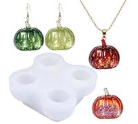 Pumpkin Resin Molds Silicone 4-Cavity DIY Necklace Pendant Mould | DIY Epoxy Resin Mould for Artists Beginners Art Teachers Hobbyists Craft Lovers Home Apartment Office Events Workshop