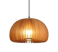 Pumpkin Round Pendant Light Modern Wood Frame Ceiling Lamp, Adjustable Chain Mini Chandelier, E27 Creative Hanging Lighting Fixtures for Kitchen Island Dining Room (Size : Dia-18cm)