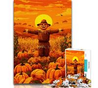 Pumpkin Scarecrow 1000 Piece Jigsaw Puzzle for Adults Teens,Brain Intelligence Challenge Addictive Toys for Home Decoration (75x50cm)
