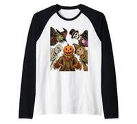 Pumpkin Scarecrow Witch Mummy Skull Halloween Monsters Raglan Baseball Tee