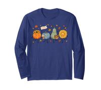 Pumpkin Season Doodles Autumn Fall Leaves Sunflower Thankful Long Sleeve T-Shirt