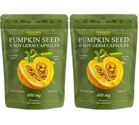 Pumpkin Seed and Soy Germ Capsules | Bladder Strength Supplements | High Strength 600mg Per Serving, 60 Capsules, Vegan & Gluten Free, Made in the UK (Pack of 2)