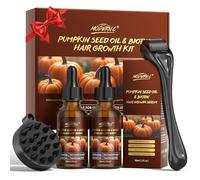 Pumpkin Seed Oil & Biotin Hair Growth Serum, Hair Growth Kit with Derma Roller & Scalp Massager Hair Thickening Products Reduces Hair Loss Hair Fall Control | for Men & Women | 30 ml Pack of 2
