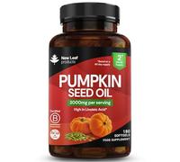 Pumpkin Seed Oil Capsules 3000mg - 50% Linoleic Acid - 180 Softgels - 1500mg Linoleic Acid - Omega 6-100% Cold Pressed Pumpkin Seed Oil for Hair Growth - UK Made By New Leaf Products