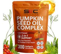 Pumpkin Seed Oil Capsules 3000mg High Strength - 300 Softgels - Cold Pressed with Zinc, Beta-Sitosterol & Lycopene - Hair, Prostate & Hormonal Support for Men & Women - Lab Tested - (100 Day Supply)