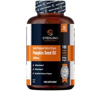 Pumpkin Seed Oil Capsules - Cold Pressed Extra Virgin, 180 Vegan Softgels (60 Days) | High Strength 3000mg with Omega 6 & 9 for Prostate, Urinary, Hair & Heart Support | STERLING NUTRITION