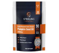 Pumpkin Seed Oil Capsules - Cold Pressed Extra Virgin, 90 Vegan Softgels (30 Days) | High Strength 3000mg with Omega 6 & 9 for Prostate, Urinary, Hair & Heart Support | STERLING NUTRITION
