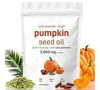 Pumpkin Seed Oil Capsules, Cold Pressed Virgin Oil, 180 Softgels, Rich in Essential Fatty Acids & Phytosterols, Non-GMO, Supports Hair Health